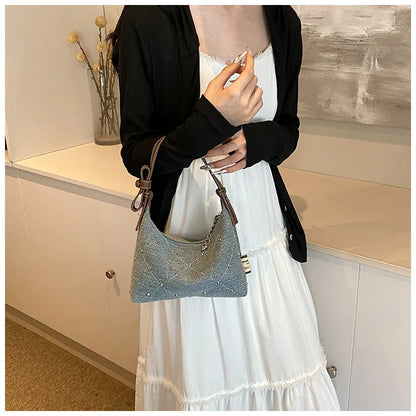 Women’s Denim Armpit Bag – 2025 Trendy Beaded Shoulder & Crossbody Tote