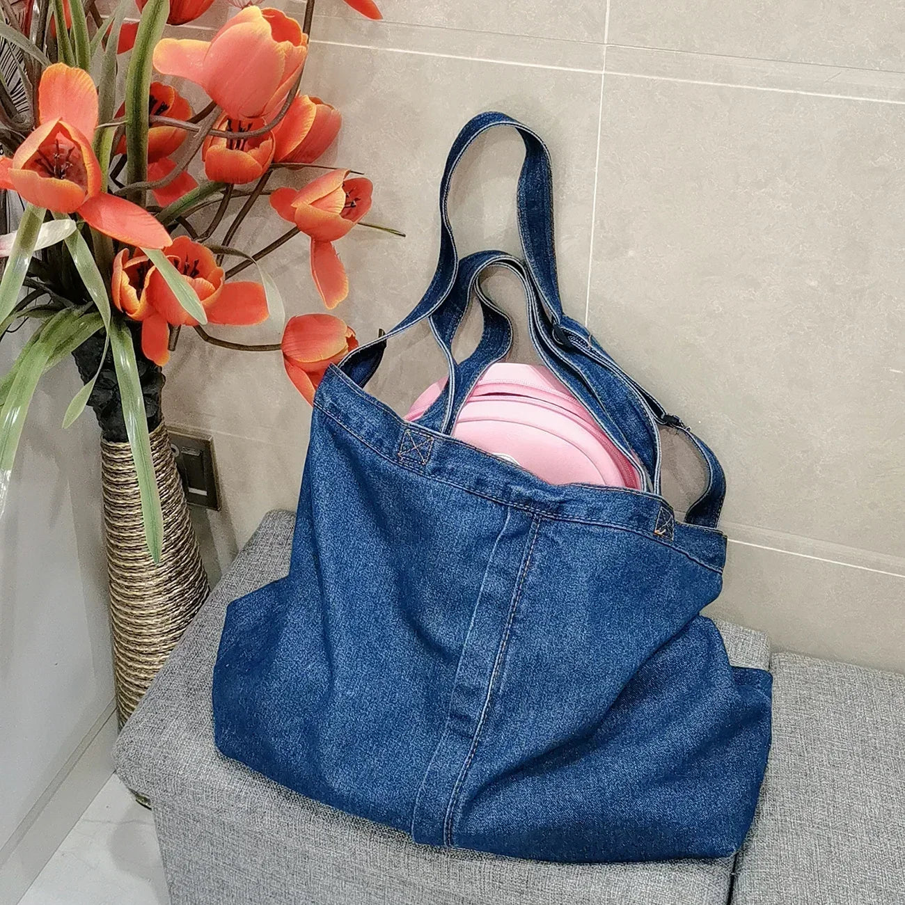 Women’s Denim Shoulder Bag – Casual Tote & Crossbody
