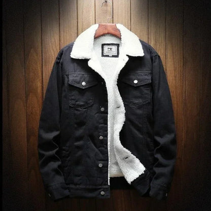 Men’s Padded Denim Jacket – Slim Wool-Lined Jean Coat