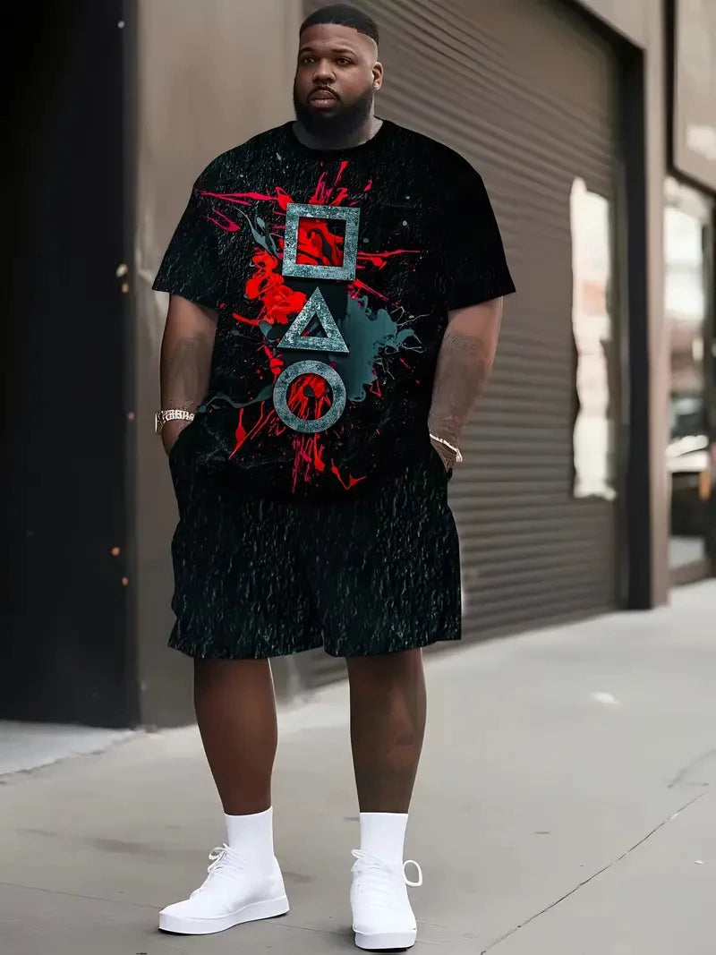 Denim Graphic T-Shirt & Shorts Set