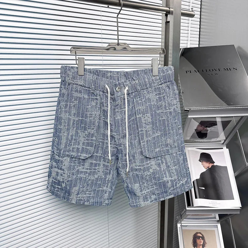 Jacquard Denim Shirt & Shorts Set