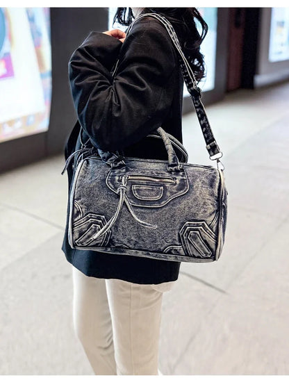 Women’s Denim Shoulder Bag – Large Capacity Crossbody Tote