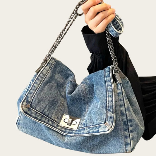 Denim Chain Crossbody Bag – Trendy All-Match Shoulder Tote for Women