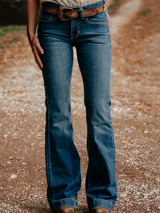 Women’s Vintage Slim Denim Jeans with Embroidered Pockets