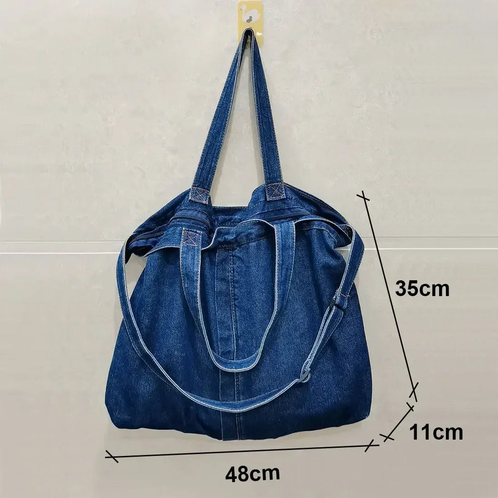 Women’s Denim Shoulder Bag – Casual Tote & Crossbody