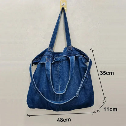 Women’s Denim Shoulder Bag – Casual Tote & Crossbody