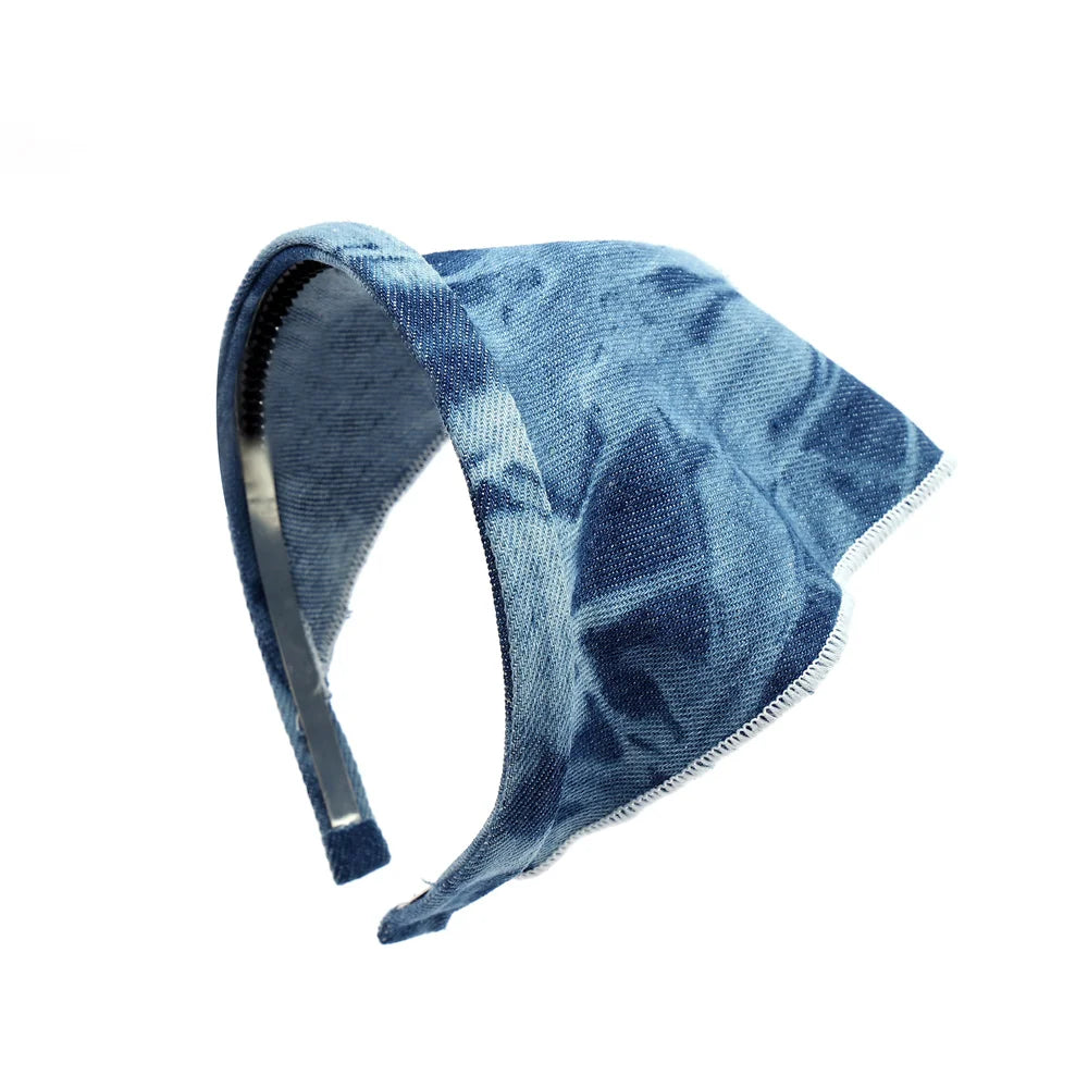 Girls & Women Linen Denim Bow Headband – Long Tail Hair Accessory