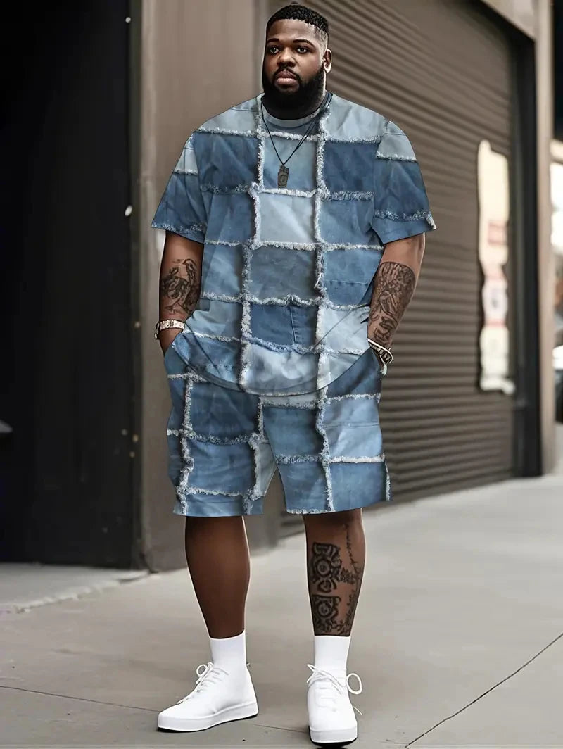 Denim Graphic T-Shirt & Shorts Set