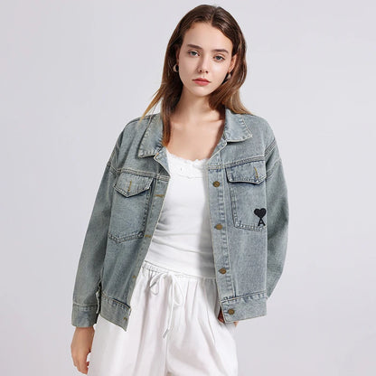 Women’s Denim Shirt – Embroidered Long Sleeve Top