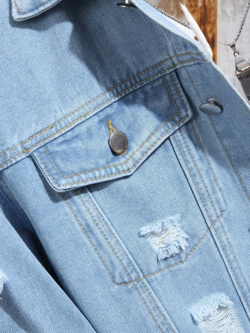 Distressed Flight Denim Jacket