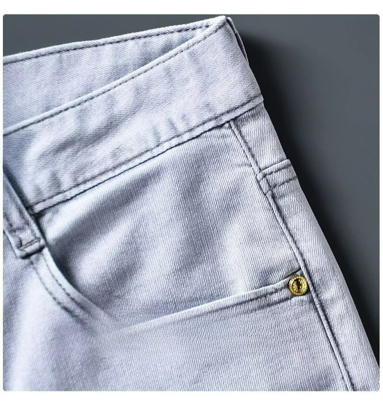 Men’s Summer Straight Denim Jeans – High-Quality Stretch Trousers