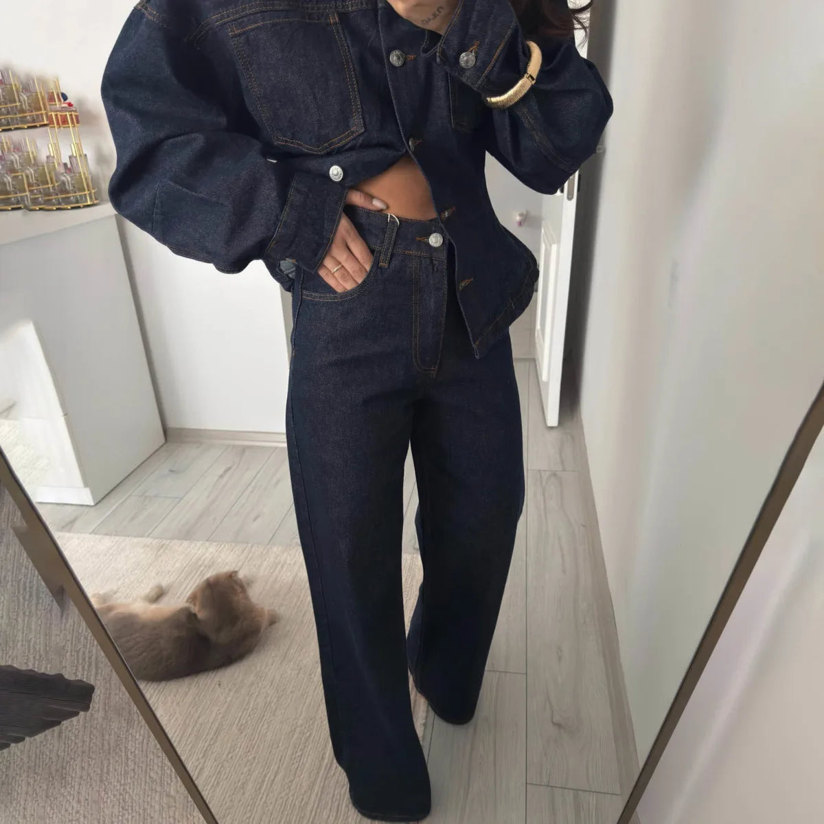 Oversized Denim Jacket & Pants Set