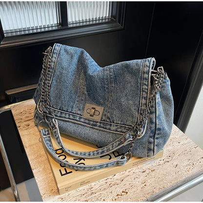 Denim Chain Crossbody Bag – Trendy All-Match Shoulder Tote for Women