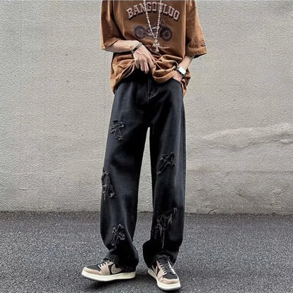 Men’s Loose Straight Leg Denim Jeans – Casual Y2K Streetwear