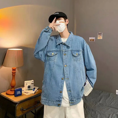 Men’s Black Denim Jacket – Casual Streetwear Bomber