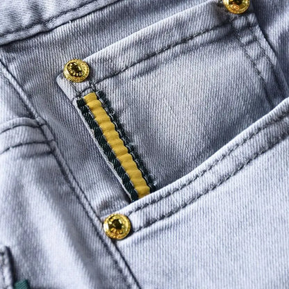 Men’s Summer Straight Denim Jeans – High-Quality Stretch Trousers